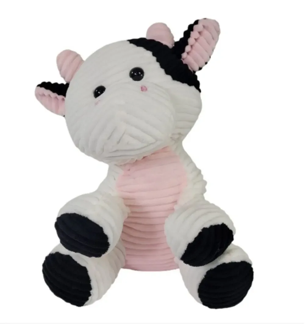 Kellytoy Cordy Stuffed Cow Toy - White, Black & Pink - 13 Inch